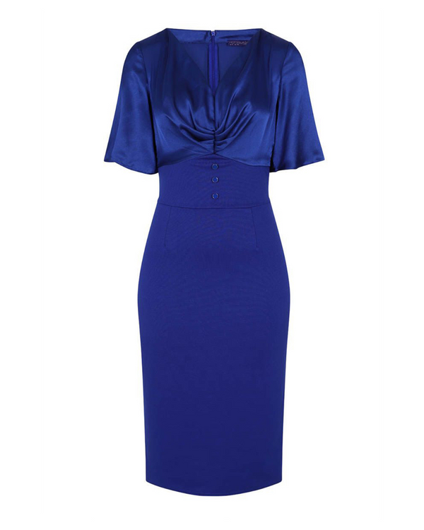 Hot Squash Short Sleeve Cocktail Dress Royal Blue