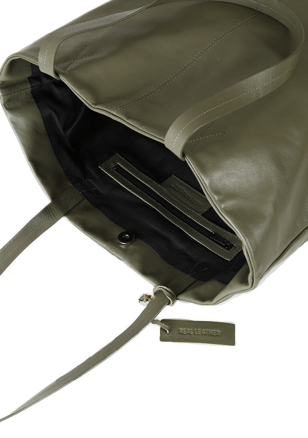 Hot Squash Soft Leather Shopper Khaki