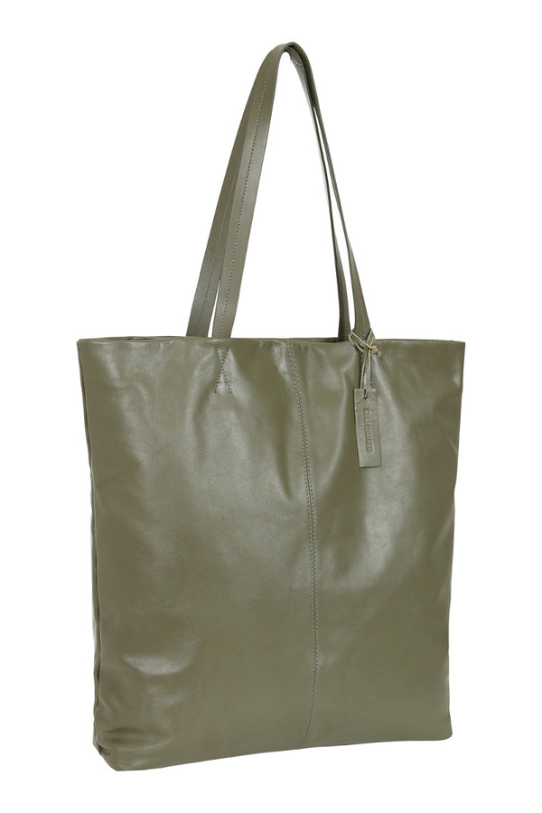 hot squash Soft Leather Shopper Khaki