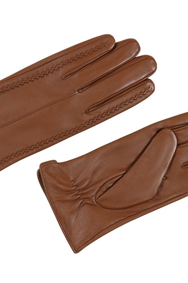 Hot Squash Stitch Detail Leather Gloves
