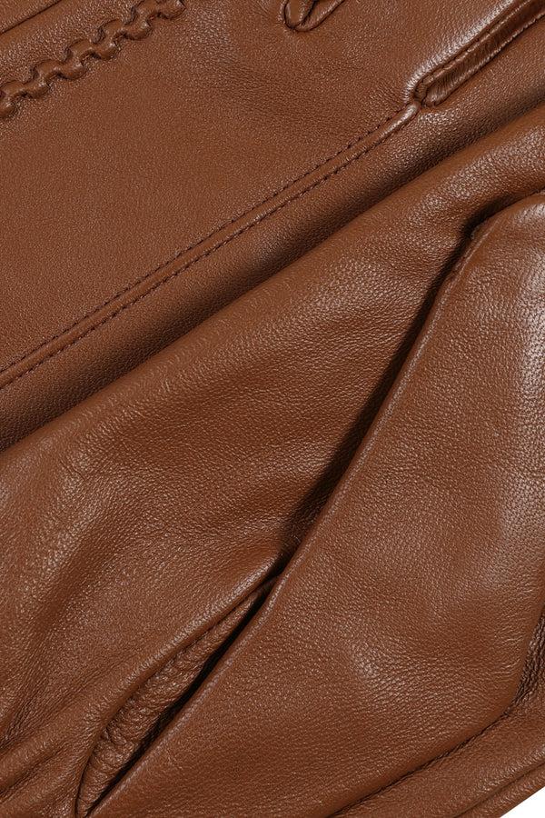 Hot Squash Stitch Detail Leather Gloves