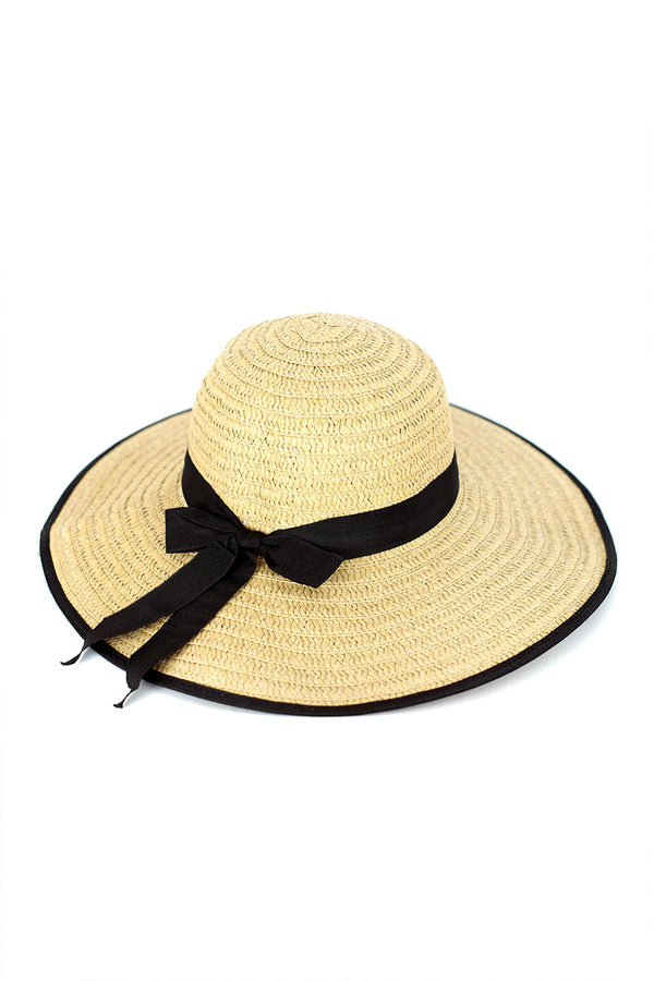 Hot Squash Stripe Detail Womens Sun Hat Dark Beige