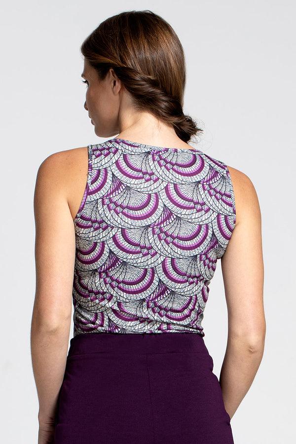 Hot Squash The Essential Vest Purple Kimono Print