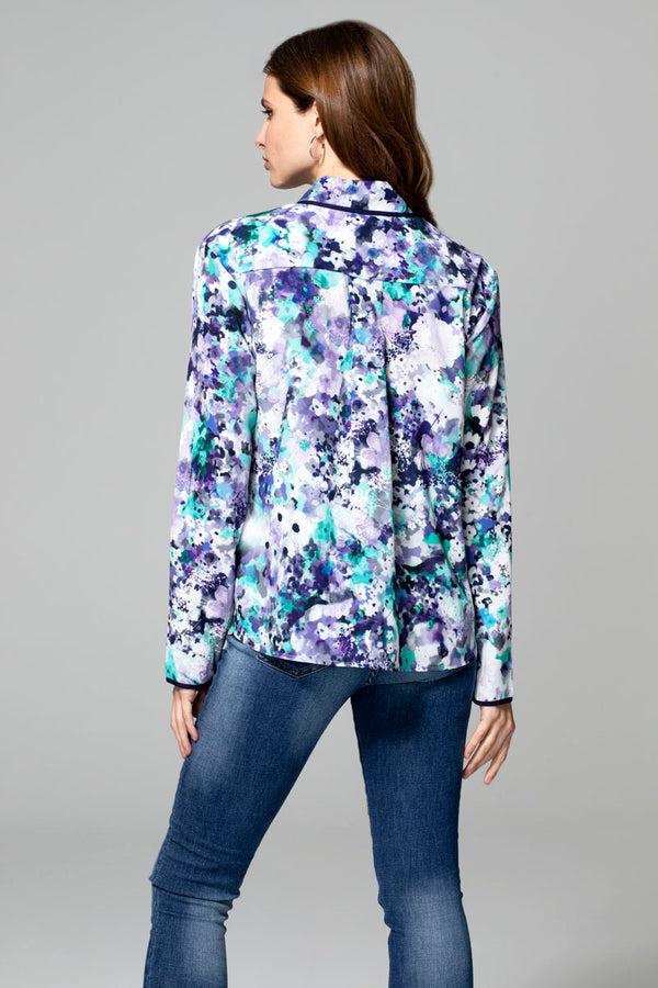 Hot Squash Tie Neck Crepe Blouse Navy