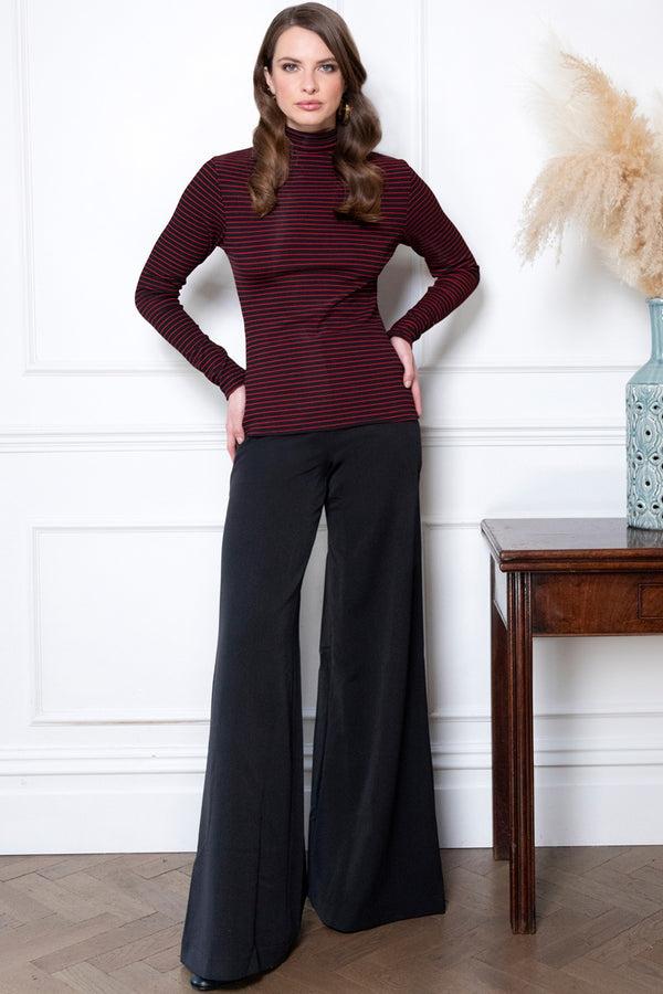 Hot Squash Turtle Neck Top Black / Red Stripes