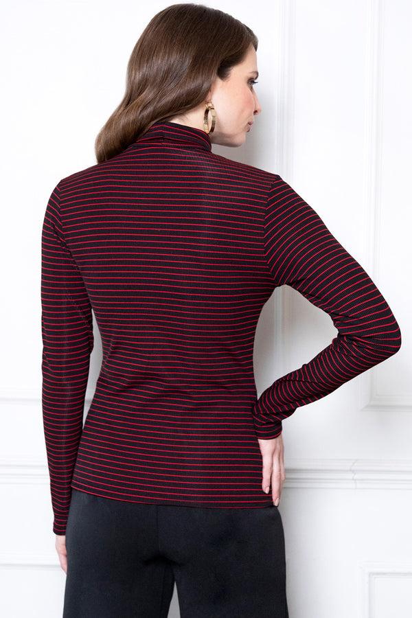 Hot Squash Turtle Neck Top Black / Red Stripes