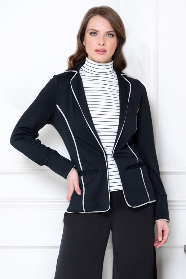 Hot Squash Turtle Neck Top White / Black Stripes