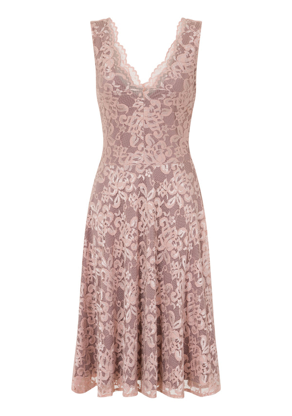 Hot Squash V-Neck Floral Lace Dress Pink