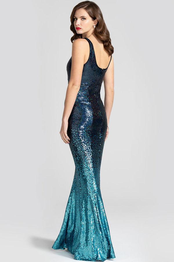 Hot Squash V Neck Sequin Maxi Dress