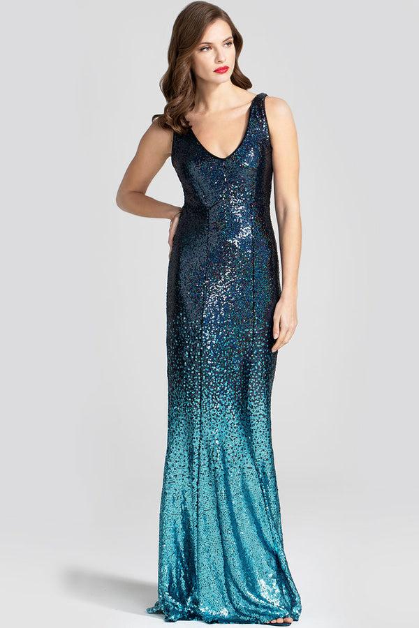 Hot Squash V Neck Sequin Maxi Dress