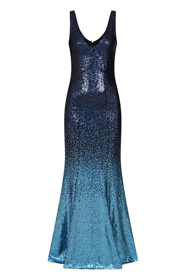 Hot Squash V Neck Sequin Maxi Dress