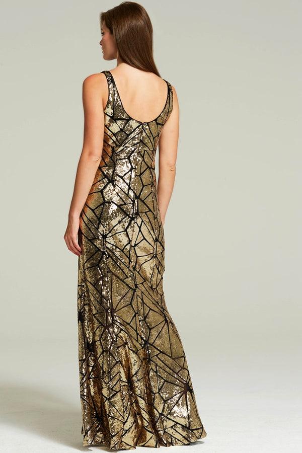 Hot Squash V Neck Sequin Maxi Dress