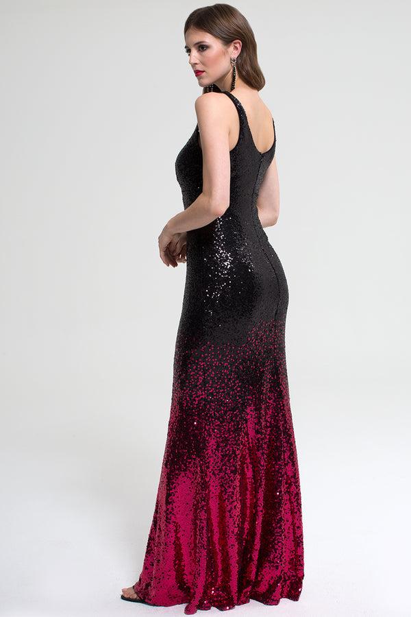 Hot Squash V Neck Sequin Maxi Dress