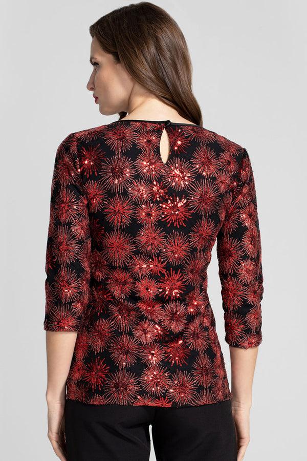 Hot Squash V Neck Sequin Party Top