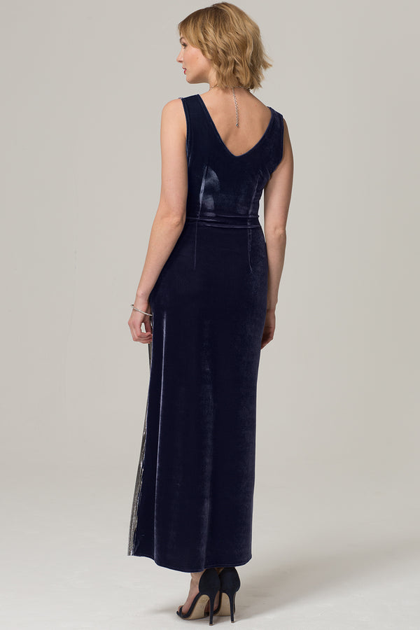 Hot Squash Velvet Pleat Maxi Dress