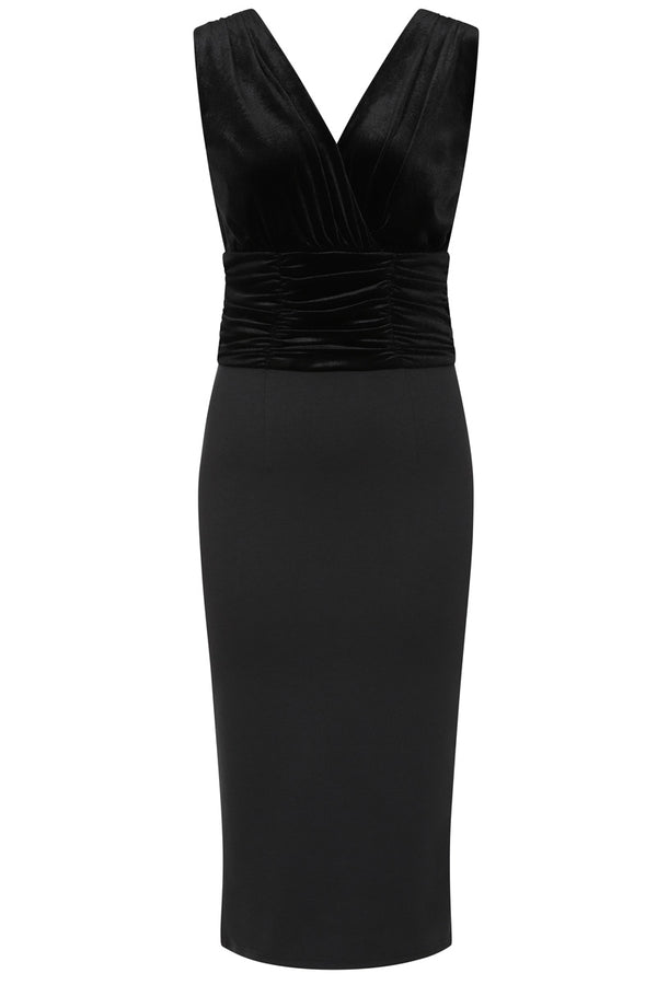 Hot Squash Velvet Ruched Dress Black