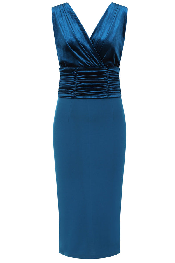 Hot Squash Velvet Ruched Dress Woodland Teal