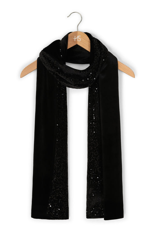 Hot Squash Velvet Sequin Scarf Black