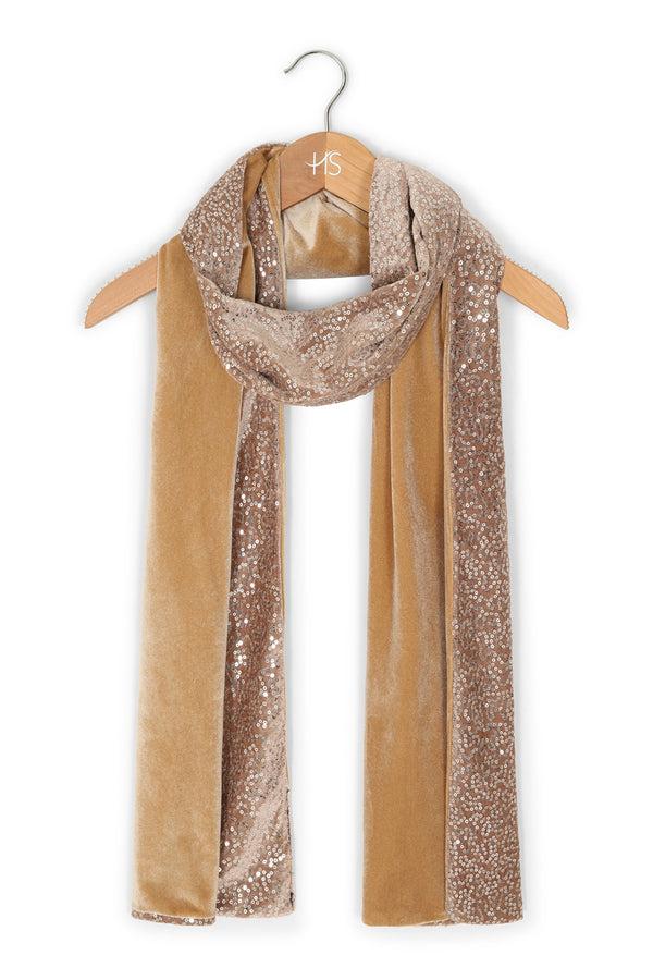Hot Squash Velvet Sequin Scarf Cream / Silver