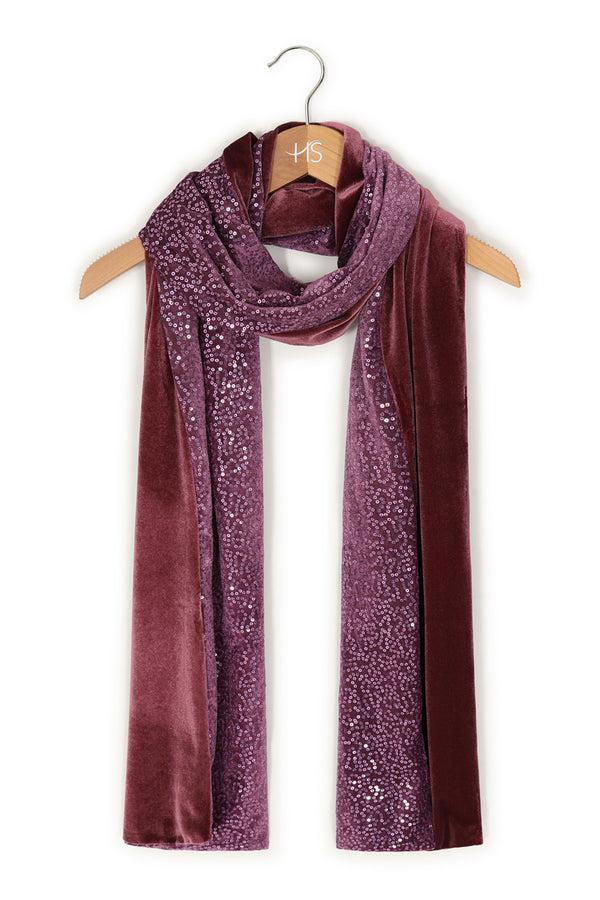 Hot Squash Velvet Sequin Scarf Lavender