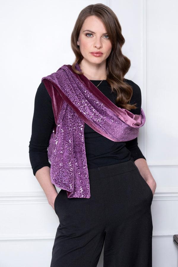 hot squash Velvet Sequin Scarf Lavender