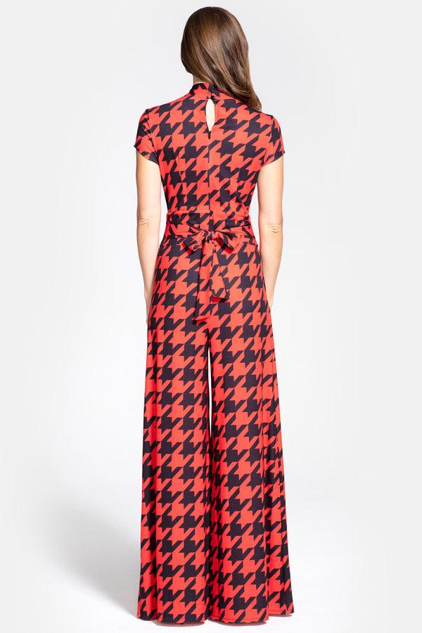 Hot Squash Wide Leg Jumpsuit Houndtooth Black / Red
