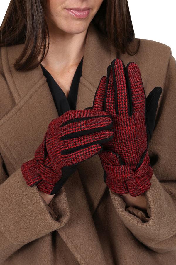 hot squash Women's Checked Gloves Red Checkered