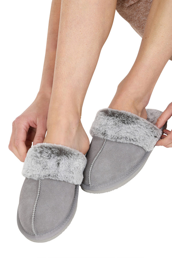 Hot Squash Women's Slip On Slippers Silver Grey