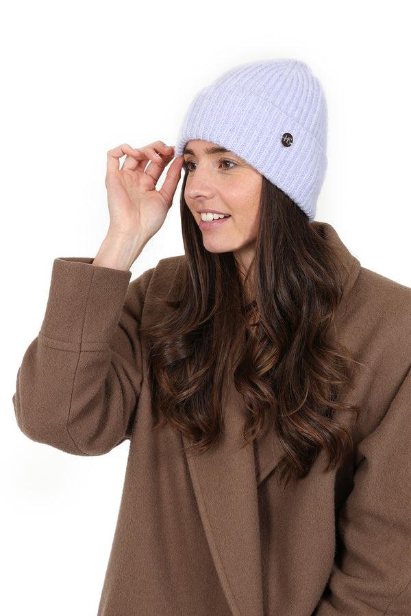 hot squash Womens Ribbed Beanie Hat Lilac