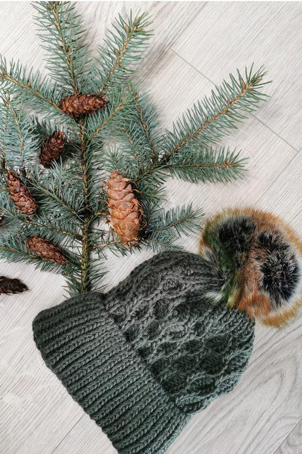 Hot Squash Womens Winter Beanie Hat Forest Green