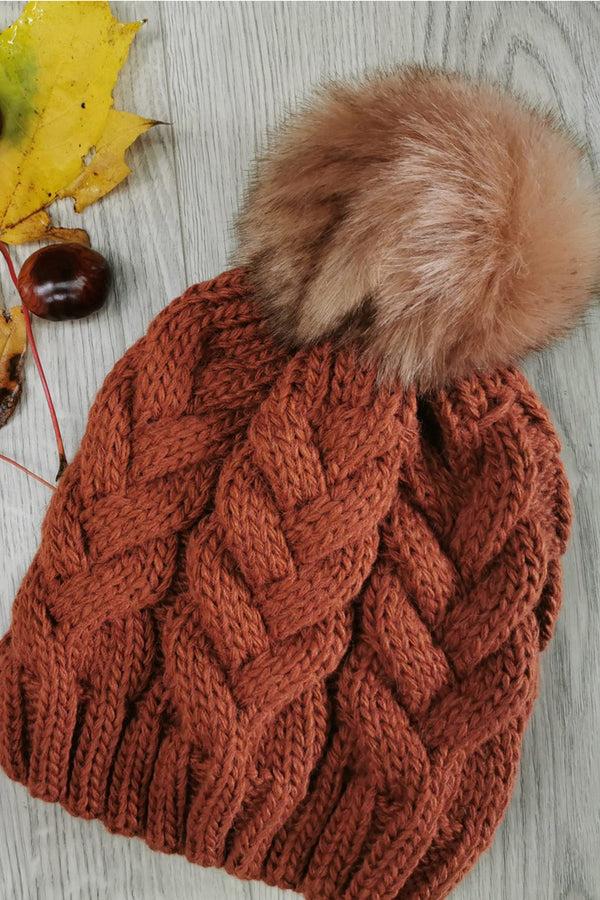 hot squash Womens Winter Beanie Hat Pecan Brown