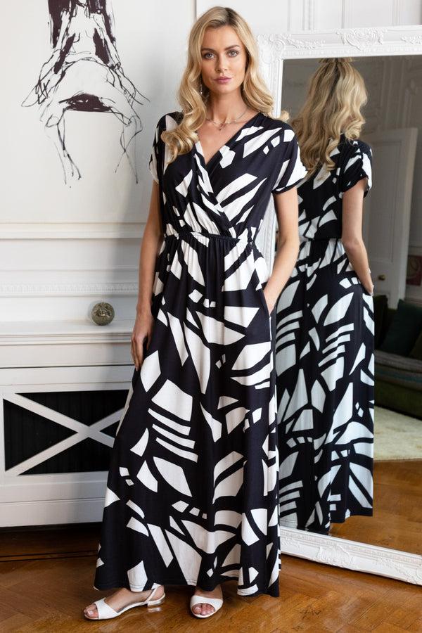 hot squash Jersey Maxi Dress Matisse Print Black/White
