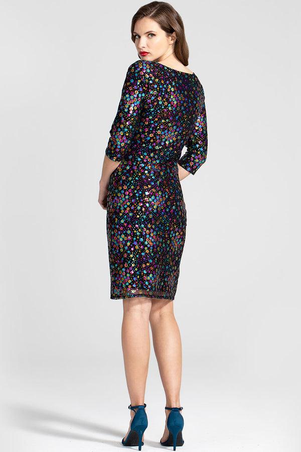 Hot Squash Knee-length Sequin Dress With Sleeves Colourful Dots