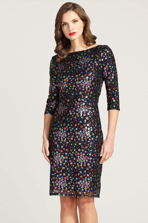 Hot Squash Knee-length Sequin Dress With Sleeves Colourful Dots