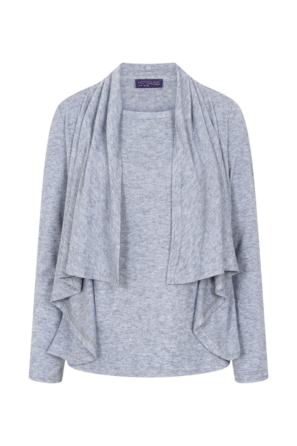 Hot Squash Knitted Top With Cardigan Draping Woodblue