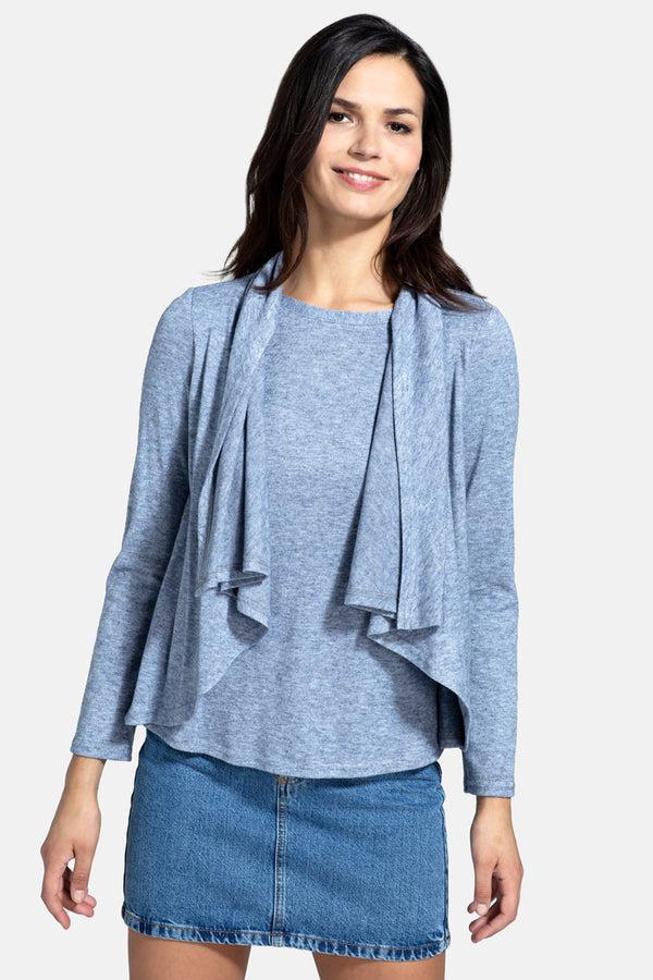 hot squash Knitted Top with Cardigan Draping Woodblue