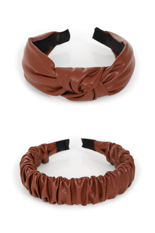 Hot Squash Leather-Look Headbands 2 Pack Hazel Brown