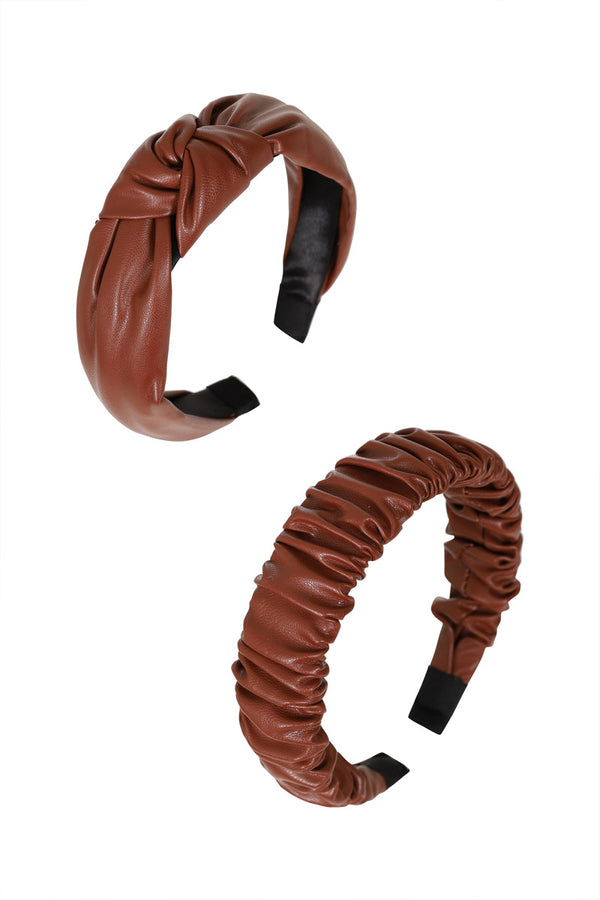hot squash Leather-Look Headbands 2 Pack Hazel Brown