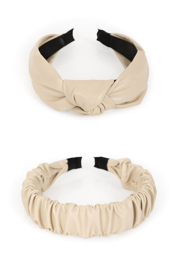 Hot Squash Leather-Look Headbands 2 Pack Pastel Cream