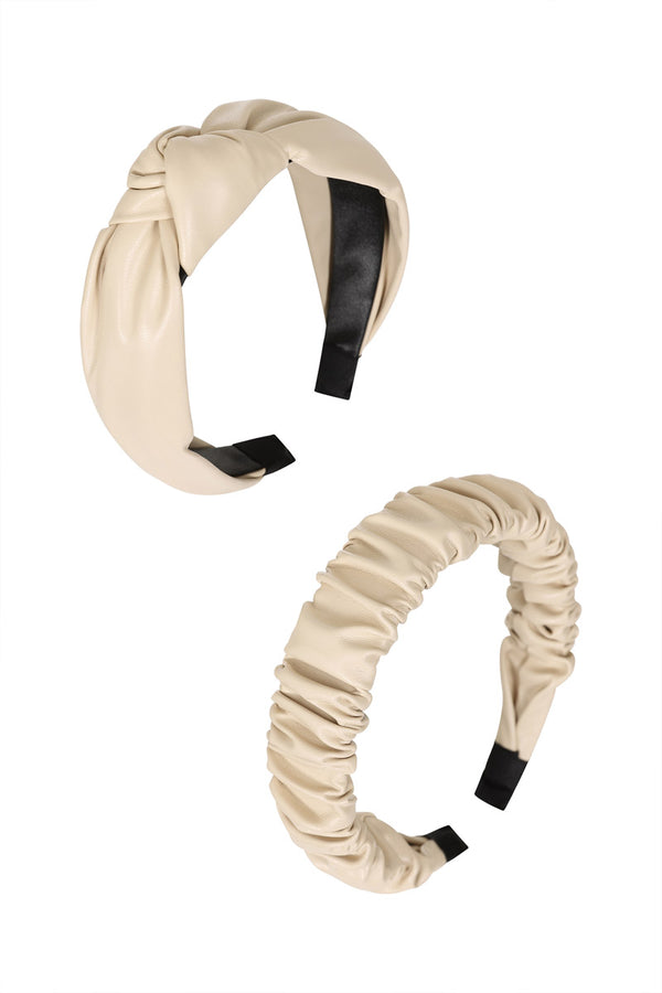 hot squash Leather-Look Headbands 2 Pack Pastel Cream