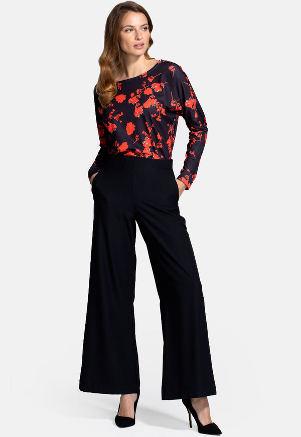 Hot Squash Luxe-Lounge Wide Leg Crepe Trouser Black