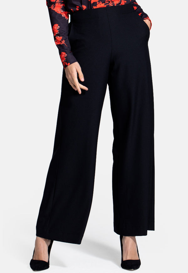 hot squash Luxe-Lounge Wide Leg Crepe Trouser Black