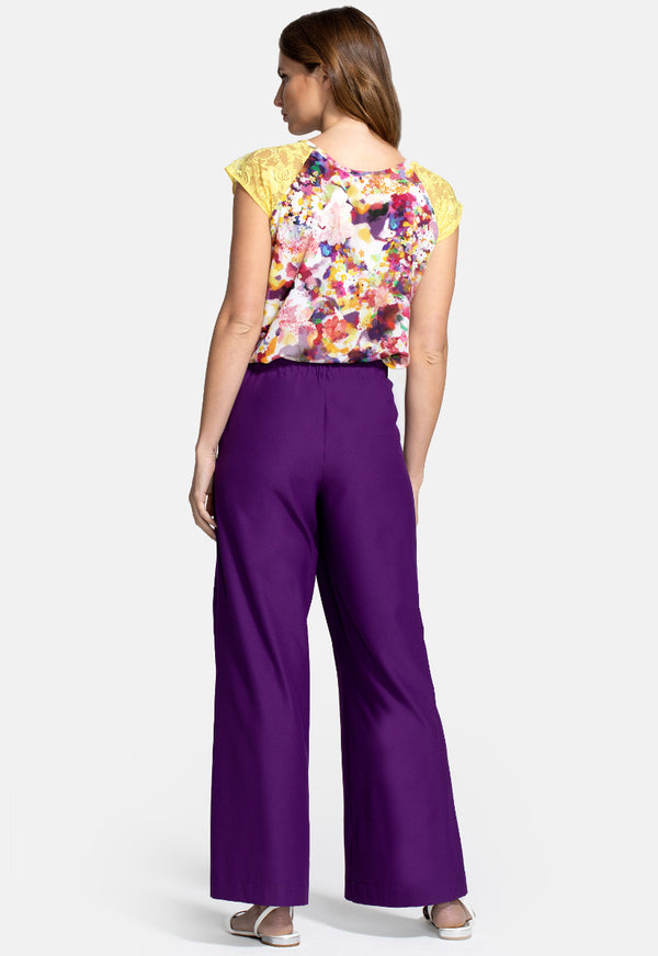 Hot Squash Luxe-Lounge Wide Leg Crepe Trouser Purple