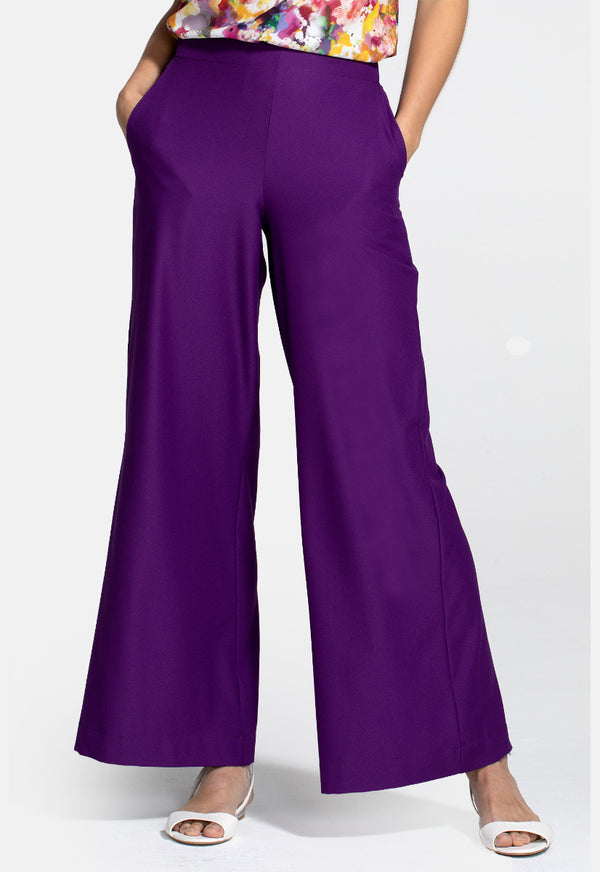 hot squash Luxe-Lounge Wide Leg Crepe Trouser Purple