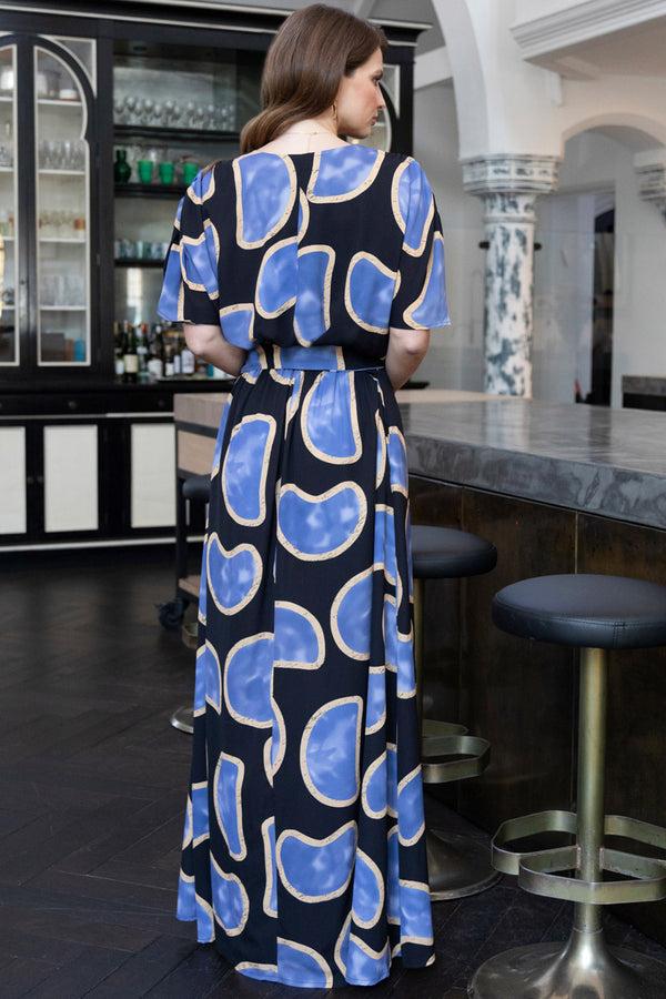 Hot Squash Oversized Split Front Maxi Dress Blue / Black Cloud Gate