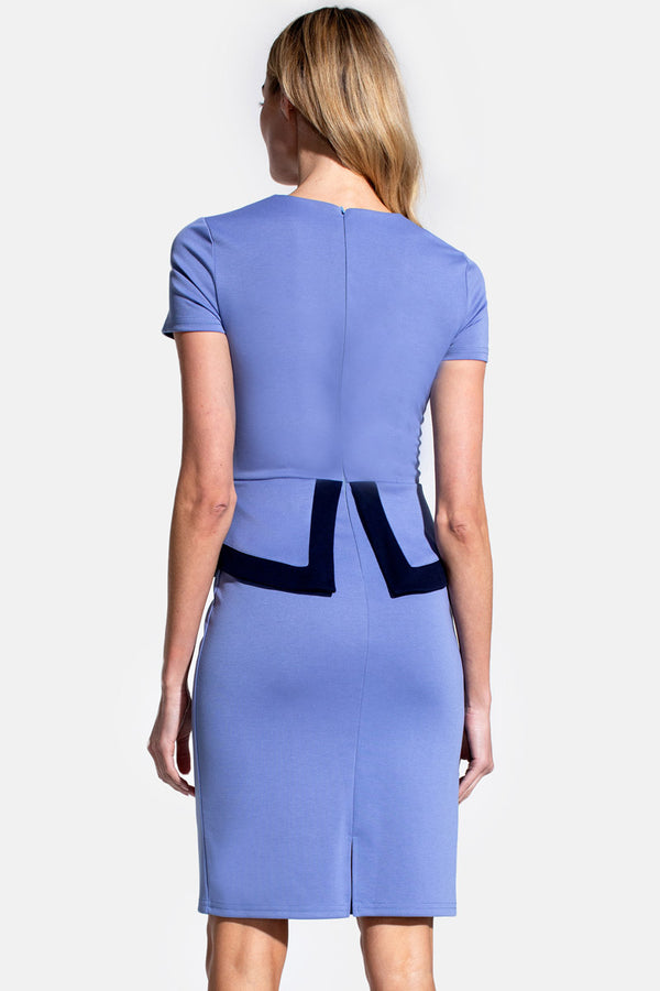 Hot Squash Peplum Dress With Contrast Trim Woodblue With Navy