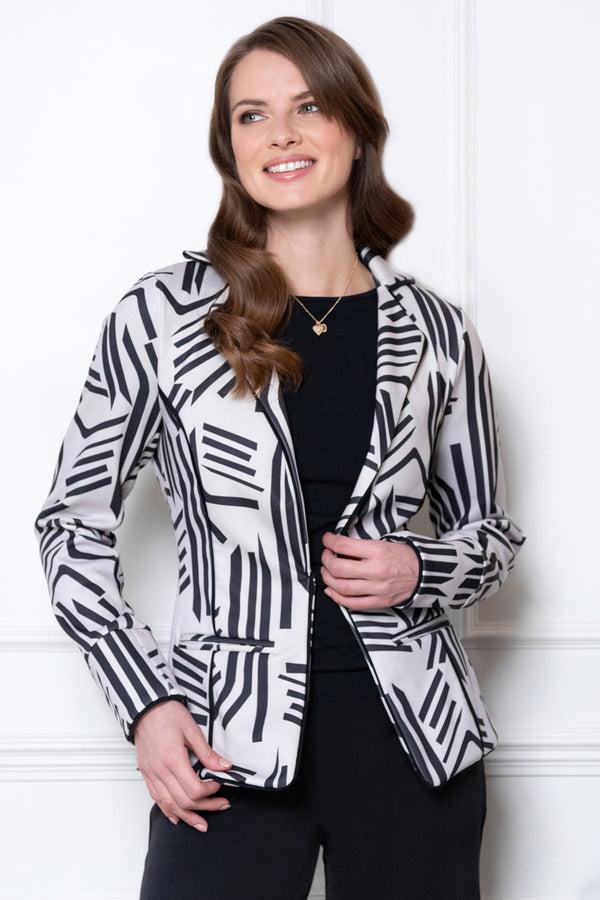 hot squash Piping Detail Jacket Black / Grey Calligraphy