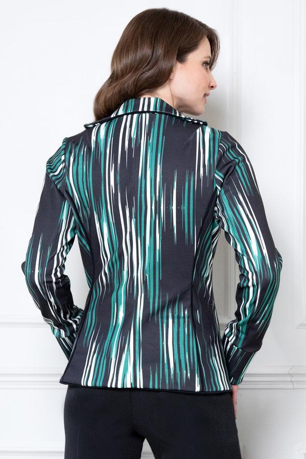 Hot Squash Piping Detail Jacket Green Abstract Stripes