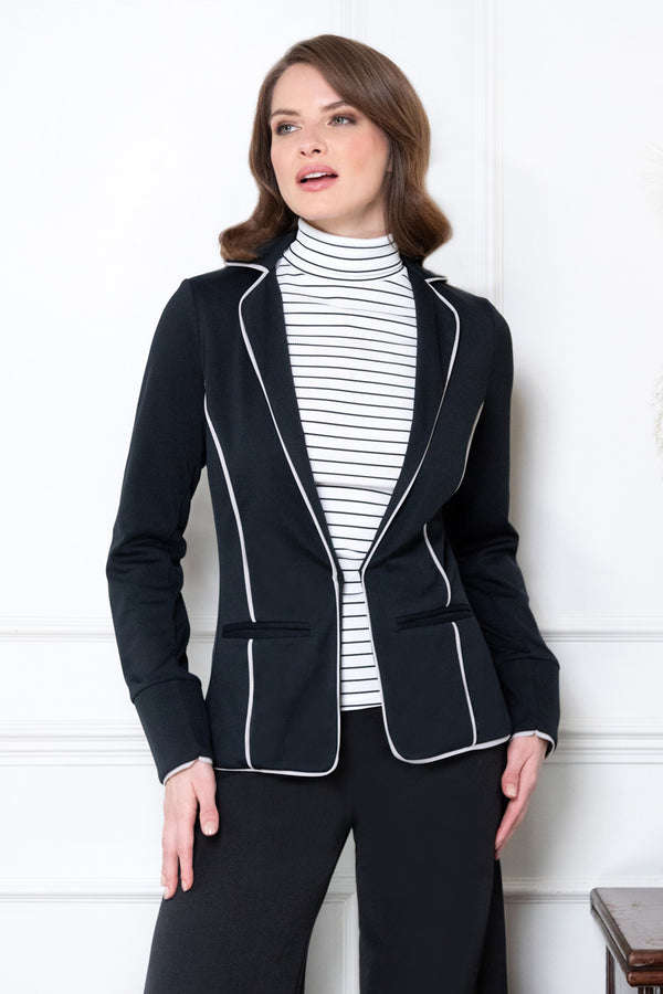 Hot Squash Piping Detail Jacket Solid Black / Grey Piping