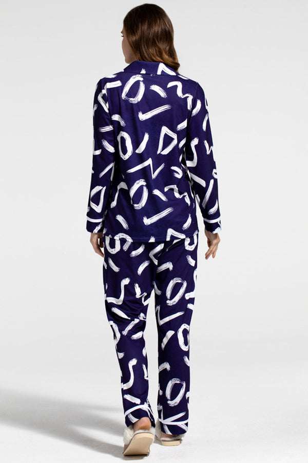 Hot Squash Premium Jersey Pyjama Set Blue Brush Strokes